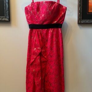 BCBGMaxAzria Red and Black Lace Dress